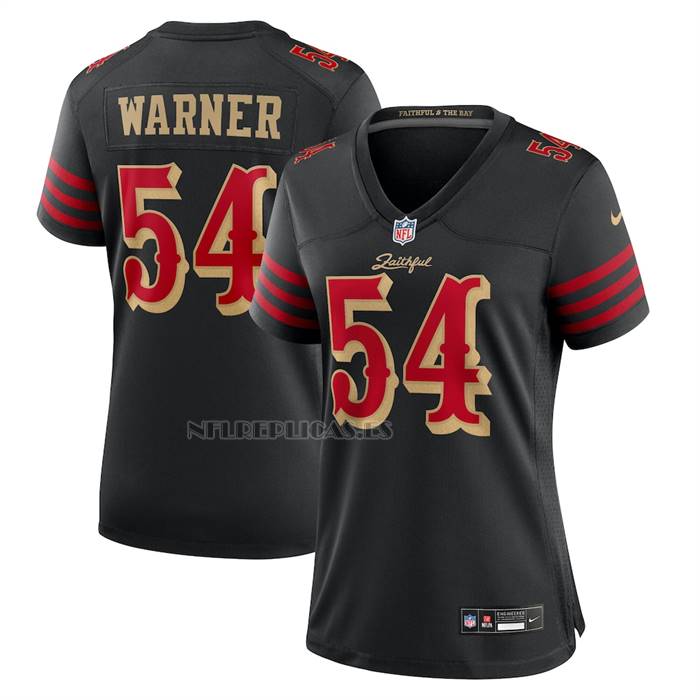 Camiseta NFL Game Mujer San Francisco 49ers Fred Warner 2025 Rivalries Collection Negro